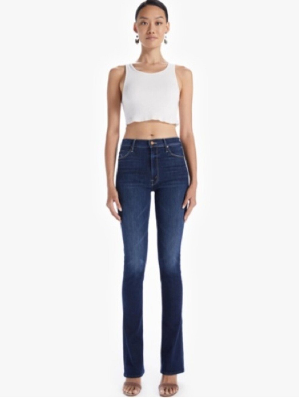 NWOT Mother Size 27 High Waisted Runaway Slim Flare Jeans In Teaming Up Wash